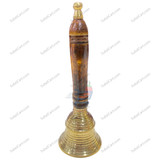 Bells Brass Plain with wooden Handle Size 4, (Height 8", Dia 2.5")